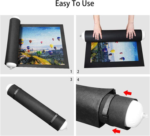 1500 Strap(46.5 26.5 inch) Rollable Jigsaw Puzzle Mat with Storage Bag, Store Puzzle for Next Play, Jigsaw Puzzle Roll