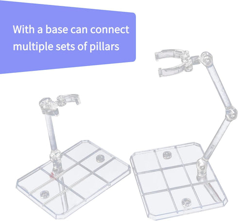 POMER Action Figure Stand, 5 Pcs Transparent Assembly Display Holder Base Model Support Stand Compatible with 6"