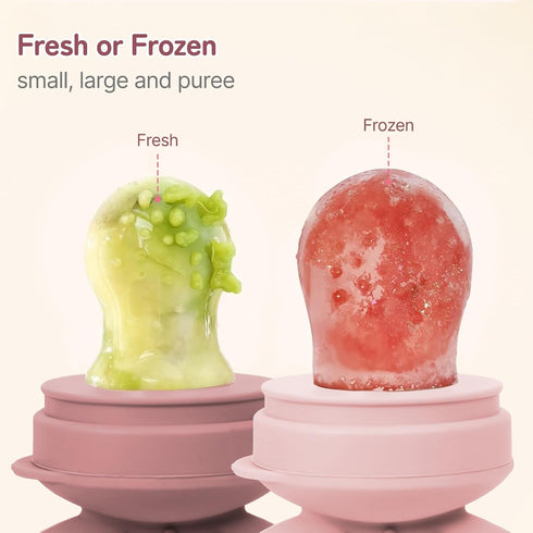 2 Pack, 4M+, Frozen Baby Fruit Feeder Pacifier Silicone Baby Food Feeder, Pink Bunny Feeder for Babies Fruit Feeder