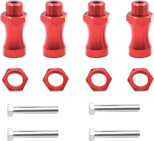 4Pcs ShareGoo Aluminum 12mm to 17mm Wheel Extension Hex Drive Hub Adapter Widener 30mm Offset Compatible with Tamiya Axial RC4WD Traxxas 1/10 Off-Road RC Car Buggy Monster Truck Tires,Red