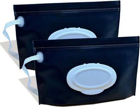 Baby Wipe Holder, 2 Pack Reusable Travel Wipes Pouch Dispenser, Portable Refillable