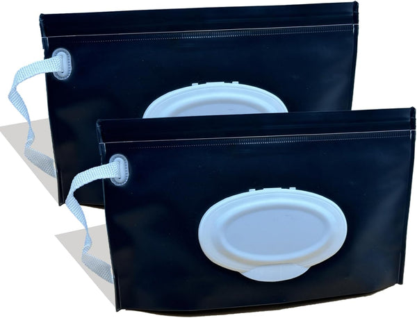 Baby Wipe Holder, 2 Pack Reusable Travel Wipes Pouch Dispenser, Portable Refillable