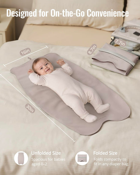 Blissful Diary Vegan Leather Portable Changing Pad, Wipeable & Waterproof Baby Change Mat in Diaper Bag, Travel