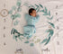 Organic Baby Monthly Milestone Blanket Newborn Boy Girl Unisex Gender Neutral| Green Leaf Wreath Eucalyptus Baby