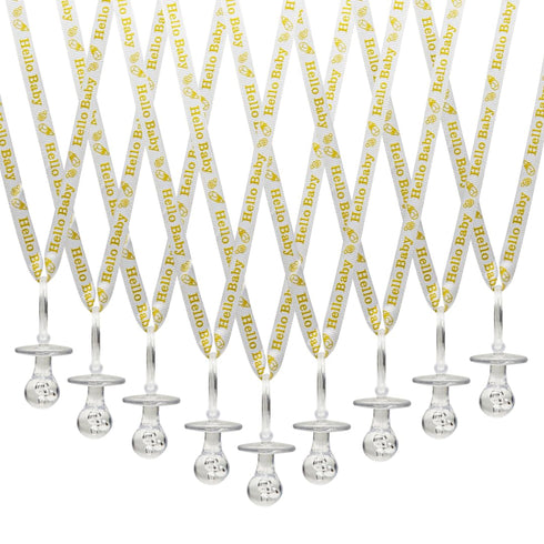 Lassos Boutique 36 Pieces Hello Baby Baby Shower Pacifiers Necklace Acrylic Baby Party Favors