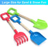 Jumbo Beach Shovels Rake Spade Toys Set for Kids, 16" Long Wooden Handle ABS Plastic Sand Scoop, 3 Pack Gardening Tool