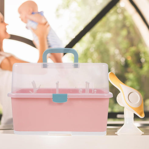 Bottle Drying Rack with Lid and Pacifier Storage Rack, Bottle Drainer Organizer for Home, Dustproof Dinnerware