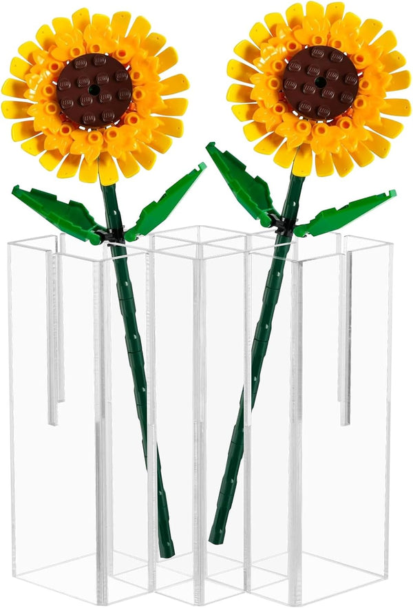 Beautyflier Vase Holder for Lego Flowers - Clear Flower Vase Compatible with Lego Flower Building Block Kit, Gift for