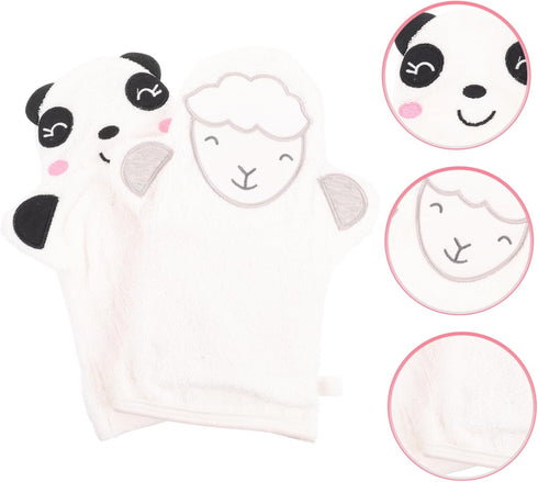 2Pcs Bath Gloves, Baby Bath Scrubber Mitts for Kids, Cotton White Newborn Bathing Accessories