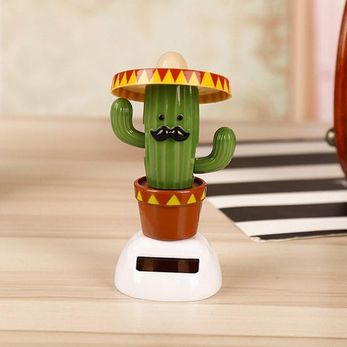 Cactus Solar Powered Shaking Head Dancing Car - Dashboard Decoration Toy Gift