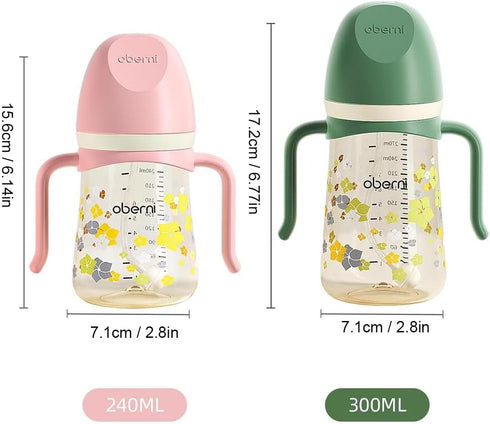 240ml/8oz, 6+ Orange/3Pack Oberni Baby Sippy Cup Toddler Water Drinking Bottle with Non-Spill Valved Spout for Months