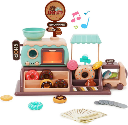 Jomifin Pretend Play Toy Donut Shop for Kids, Donut Maker Machine with Oven