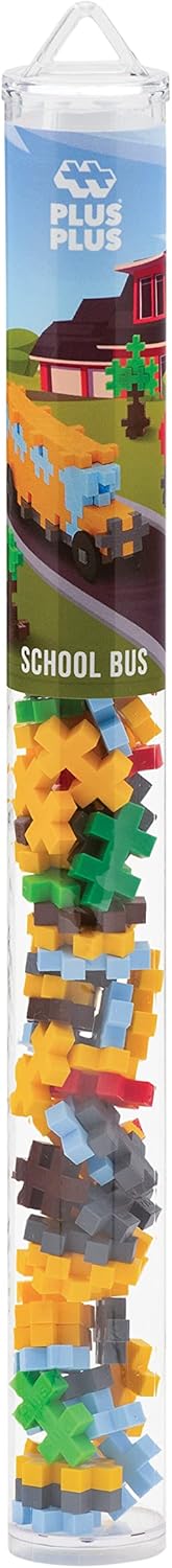 PLUS PLUS - School Bus - 70 Piece Tube, Construction Building Toy for Kids