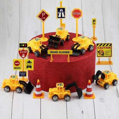 Set Favors-16pcs Newmemo Construction Cake Topper Vehicles Cake Decoration Truck Excavator Tower Crane Cupcake Topper