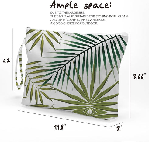 Fokongna Palm leaves Wet Bag Travel Wet Dry Bag Beach Bag Diaper Bag Wet Bag For Swimsuit Travel Makeup Bag Toiletry