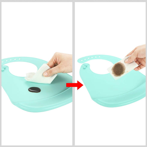 PandaEar 3 Pack Waterproof Silicone Baby Bibs, Super Thin Lightweight Feeding Bib with Food Catcher Pocket for Toddler