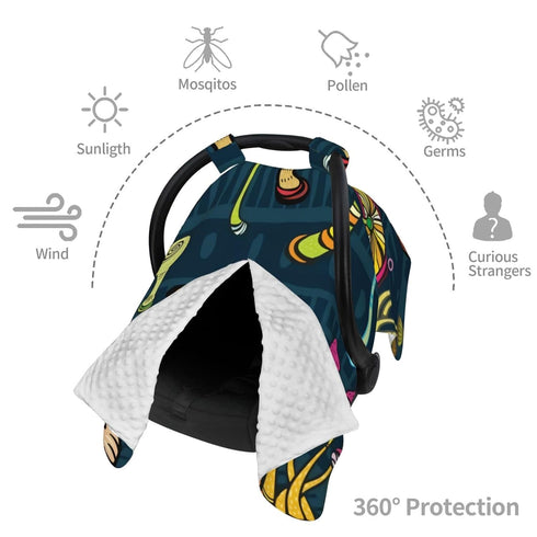Hcpwzrf Mushroom Baby Car Seat Cover & Nursing Cover - Breathable Stretch Multi-Use Cover for Breastfeeding, Stroller