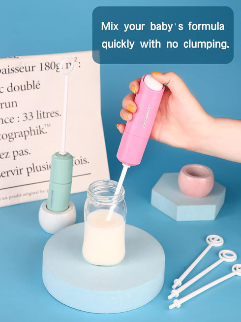 Handheld Electric Milk Frother Stirrer, Electric Drink Mixer (Pink)