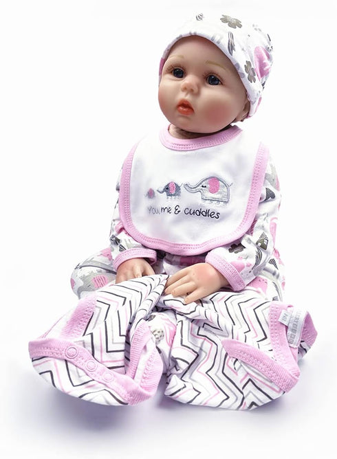 18-22 Inch 5 Sets Reborn Baby Doll Girl Clothes Newborn Baby Doll Clothing Elephants Outfits Accessories Pieces