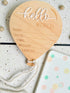 Kemmintvn Wooden Newborn Announcement Ornament, Hello World Balloon Sign with Hanging Rope, Birth Details Wood