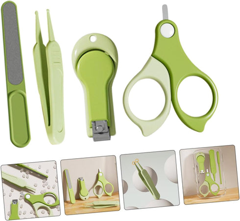 Set Trimmer Nail Clipper Fingernail Clippers with Nail Manicure Kit Portable Travel Grooming for Newborns and Green
