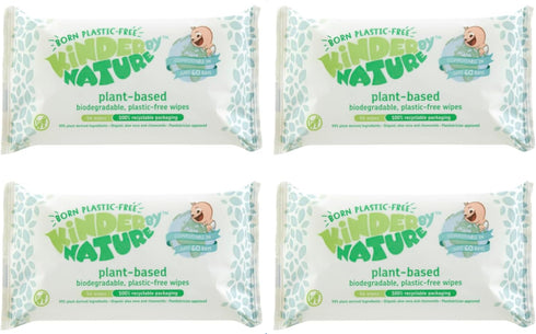 Kinder by Nature Plant Based Baby Wipes - 100% Biodegradable & Compostable,