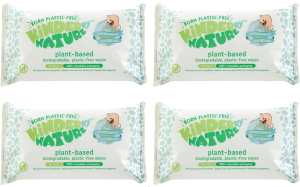 Kinder by Nature Plant Based Baby Wipes - 100% Biodegradable & Compostable,