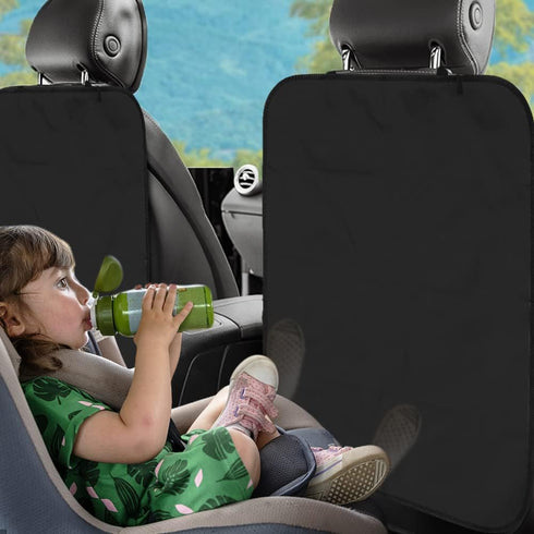 2 Pack Car Kick Mats Back Seat Protector with Cleaning Cloth, Large Waterproof Kick Mats for Kids, Fits Most Cars