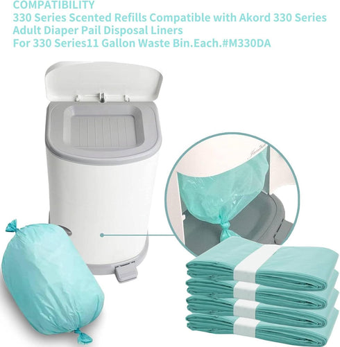 HBUYGF 330 4pack Diaper Pail Liner Refills Bags Compatible with Janibell Akord Series Adult Diaper System, Diaper