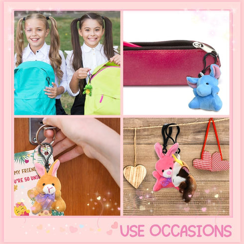 24PCS Mini Stuffed Animals Plush Toys Set, Keychain for Kids Easter Eggs Filler, Classroom Prize