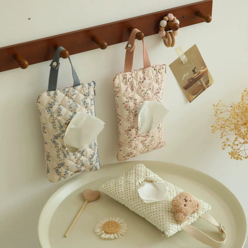 Floral Quilted Baby Wipe Holder - Portable Wet Wipes Pouch for Stroller and Car