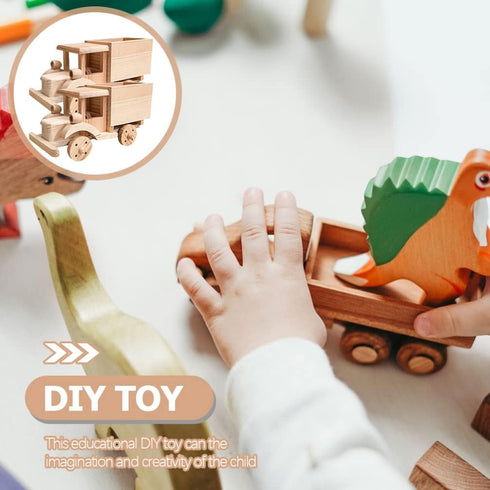 Kisangel Christmas Decorations - 2 Sets Wooden Car Model 3D Unfinished Puzzles Build Car Kit for Home Ornaments