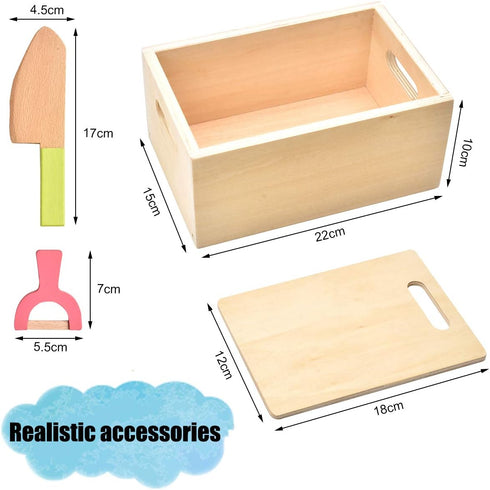 CARLORBO 2 Wooden Play Food for Kids Kitchen - Toys Food Vegetables and Fruit for Year Old Boys Girls Role Pretend Play