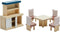PlanToys Wooden Dining Room Set | Montessori Dollhouse Furniture with Table, Chairs,