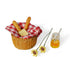 Miniature Food Dollhouse Accessories 9PCS Decor with 1:12 Scale Bread, Honey Basket, Picnic Cloth, and Flowers