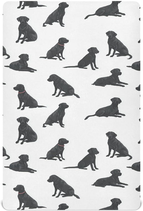 Vdsrup Crib Sheets for Boys Girl Labrador Retriever Breathable Mini Crib Mattress Sheets