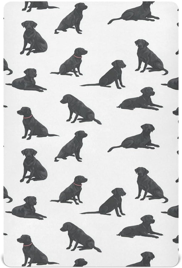 Vdsrup Crib Sheets for Boys Girl Labrador Retriever Neutral Mini Crib Mattress Sheets