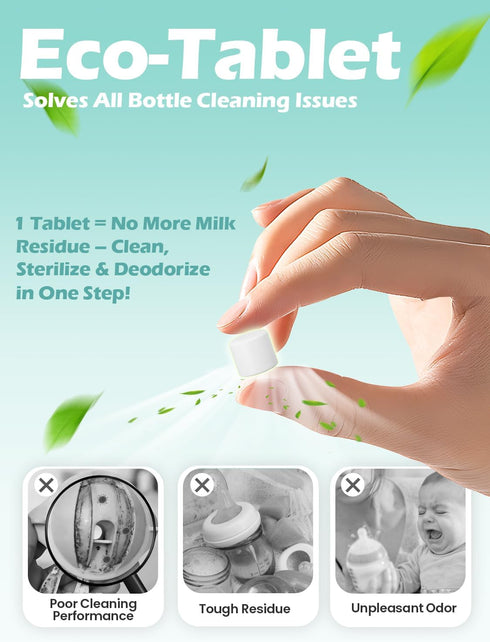 300PCS Official Detergent Cleaning Tablets: for Baby Brezza Grownsy Papablic Momfann Bottle Washer - Baby Bottle Washer