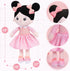 OUOZZZ Soft Baby Doll for Girls - My First Baby Doll, Plush Rag Doll with Black Hair & Pink Dress for Toddlers