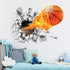 Supzone 3D Basketball Wall Sticker, Self-Adhesive Vinyl Removable Flying Basketball Art for Kids Bedroom