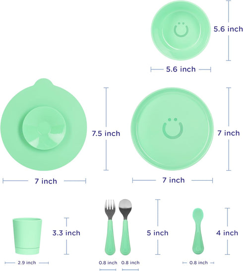 Set Ubbi Food-Grade Non-Toxic Toddler Feeding with Interchangeable Suction Base, Stainless Steel Utensils, BPA-Free