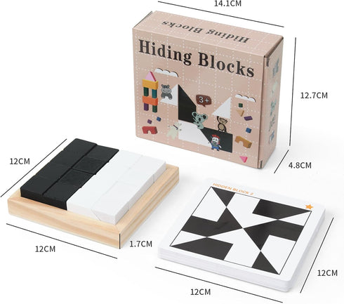 3+, 80 QZMTOY Wooden Blocks Puzzle Table Games for Kids Ages Brain Teaser Puzzle Game with Challenges, STEM Montessori