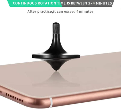 Stainless Steel Spinning Top, Premium Exquisite Metal Desk EDC Fidget Toy, Spin Over 6 Minutes (Black)