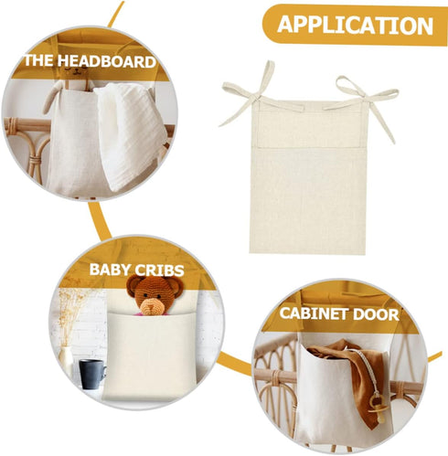 GARVALON Linen Hanging Storage Bag Bedside Organizer for Sundries Crib Multi Use Hanging Organizer Capacity Space