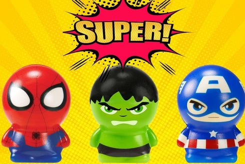 JA-RU Marvel Avengers & Spiderman Foam Balls - 3 Squishy Toy Stress Balls for Kids, Superhero Stress Relief