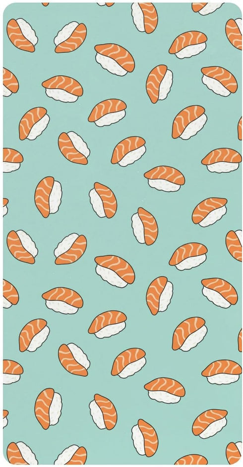 Jynexis Japanese Sushi Salmon Teal Pattern Baby Crib Sheets, Cotton Fitted Crib Sheet,