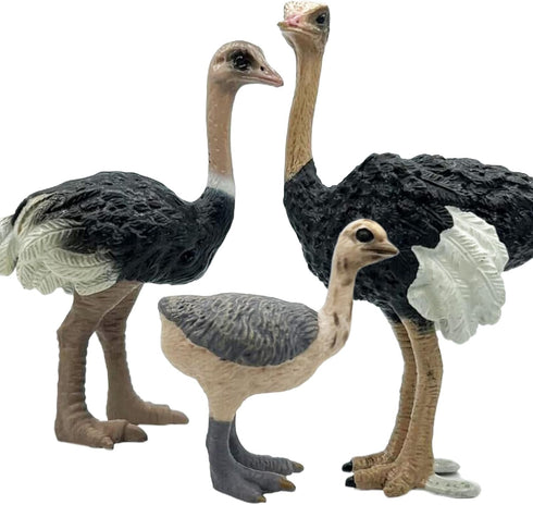 Gemini&Genius Ostrich Animal Action Figure Toys, Jungle Animal Playset Gift, Educational Cake Toppers for Kids Ages 3+