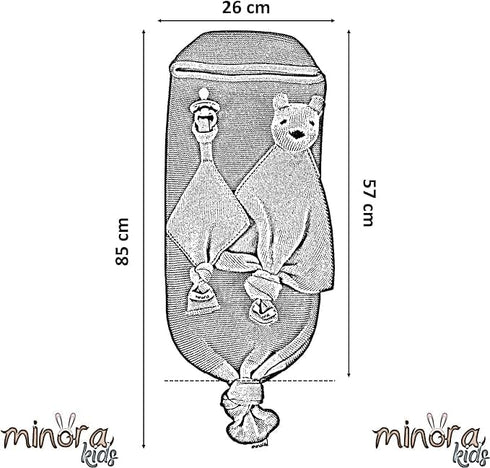 Minora Set, 1 Set (1 1 1 0-8 Newborn Essentials Baby Swaddle Blanket Piece Pacifier Holder, Cocoon Swaddle Sleep Sack
