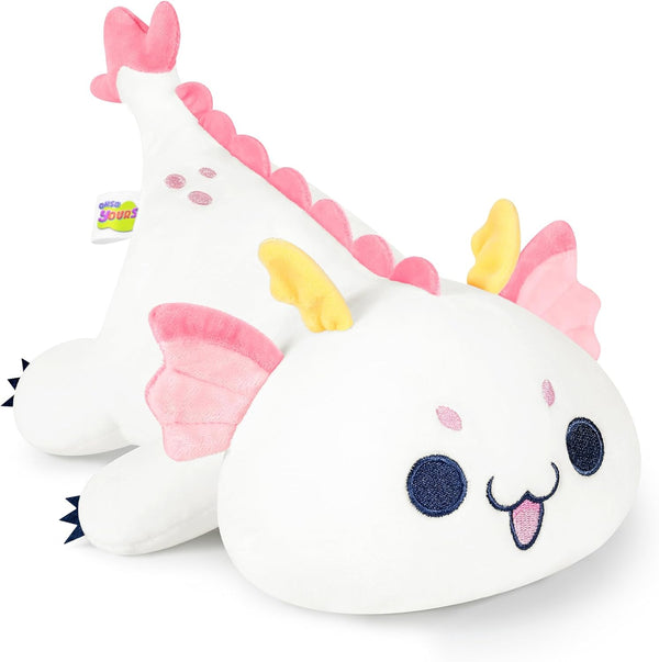 Onsoyours Chubby Dragon Stuffed Animal, Soft Huggable Plush Pillow, Kawaii Cute White Dragon Toy (10")