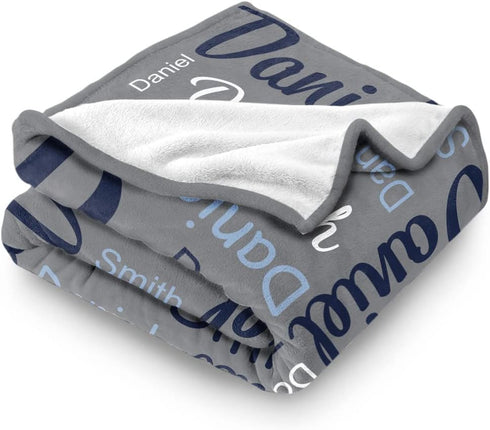 Yoke Style Personalized Baby Blankets for Baby Girls/Boys, Custom Name Swaddle Blanket, Baby Boy Girl Gifts